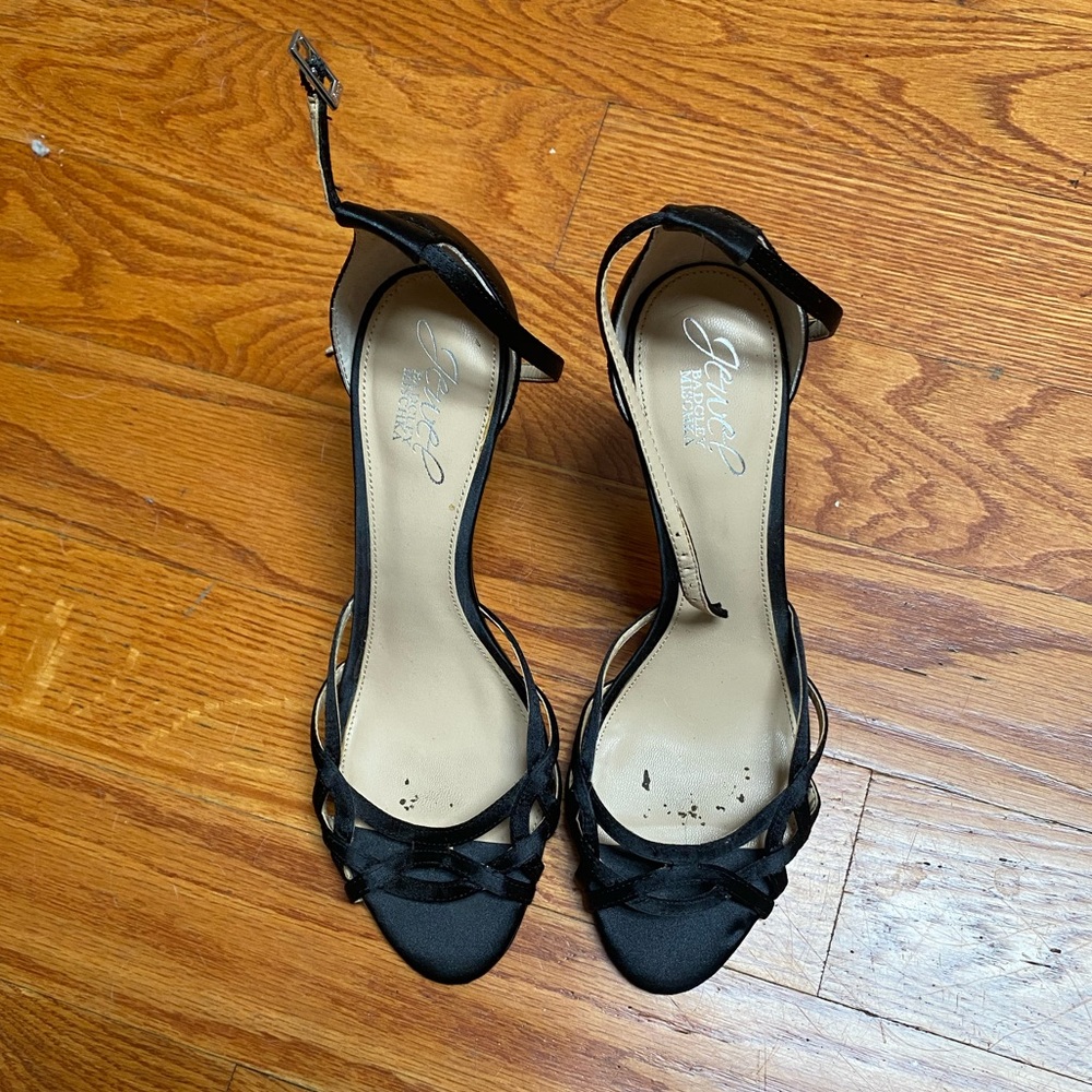 Badgley Mischka black strappy stilettos